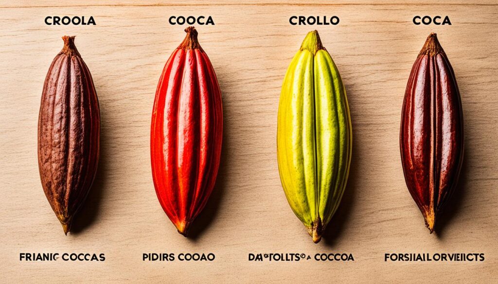 Criollo and Forastero cocoa varieties